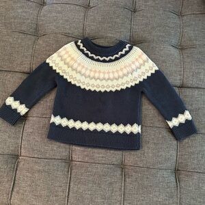 💙 EUC 💙 Crewcuts Cozy Navy Fair Isle Knit Sweater size XXS/2-3